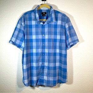 Calvin Klein Shirt Men’s Casual Button Down Short Sleeve Blue White Size XL